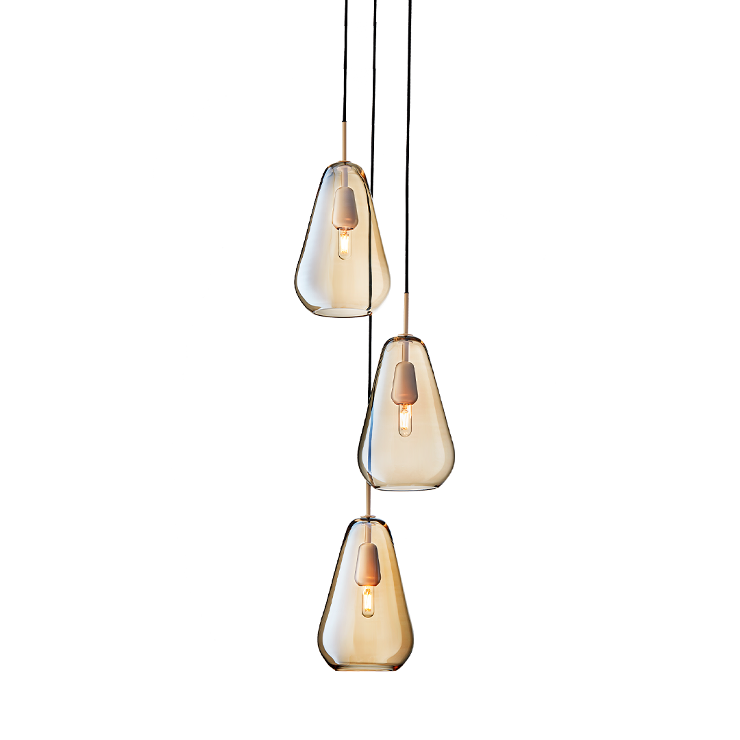 Anoli 3 Chandelier, nordic gold / gold