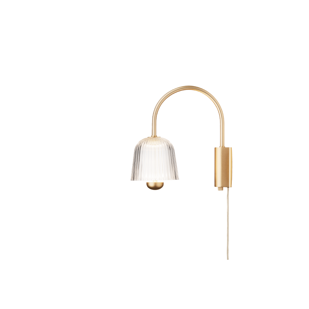 Asteea Wall, satin brass / ripple clear