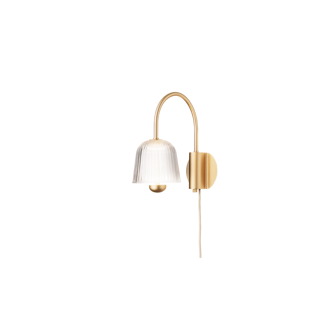 Asteea Wall, satin brass / ripple clear