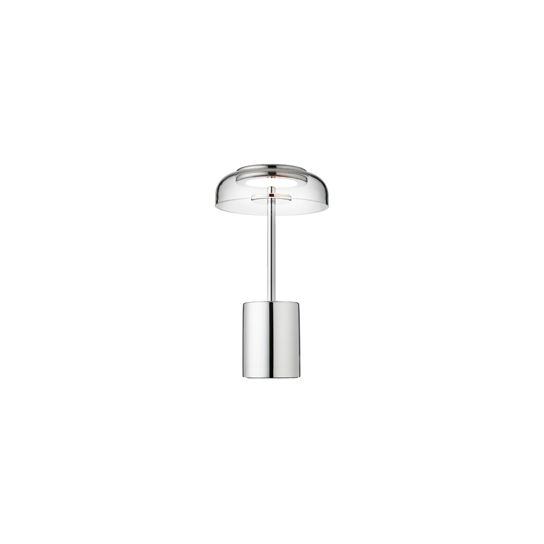 Blossi Table Mini, portable, chrome / clear