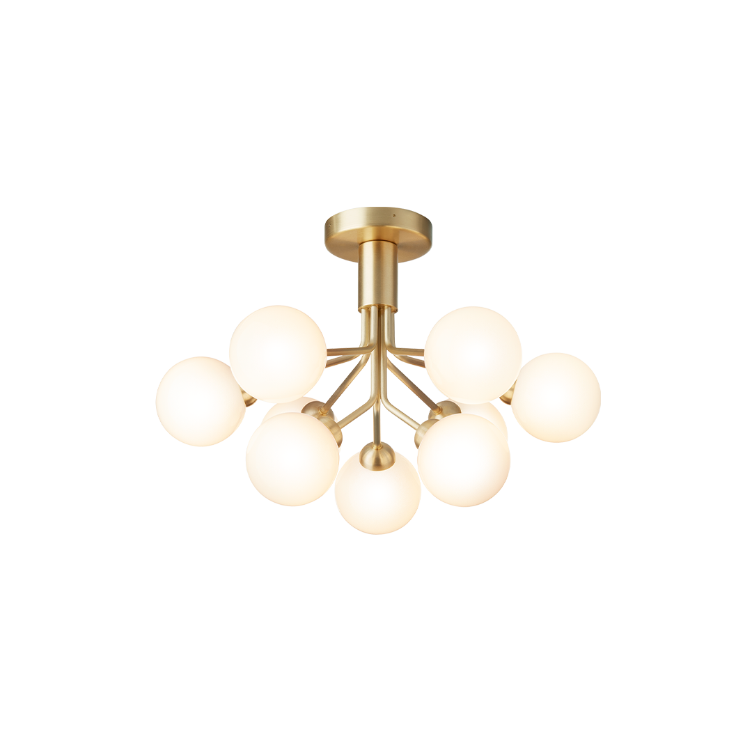 Apiales 9 Ceiling, brushed brass / opal