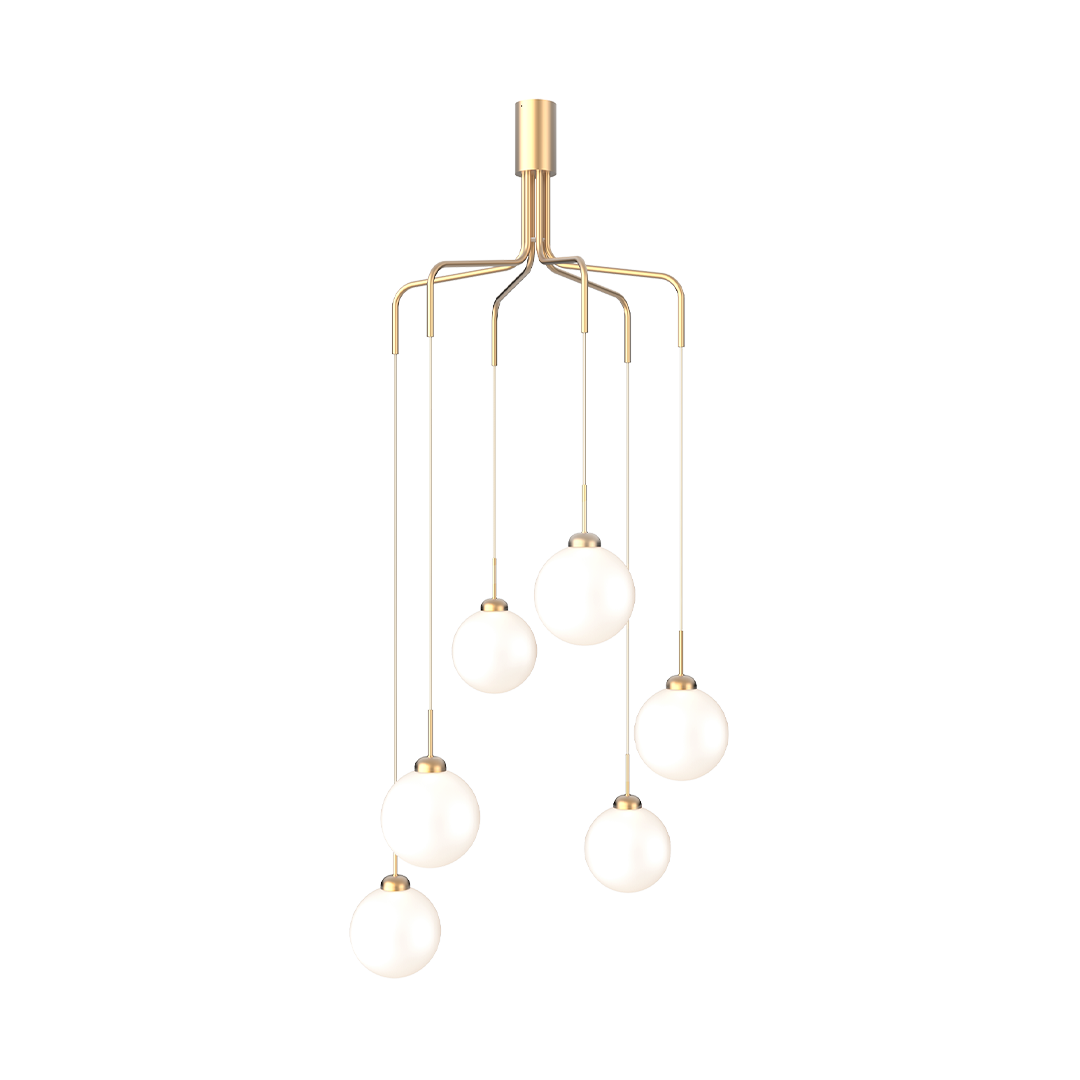 Apiales Cluster 6, brushed brass / opal