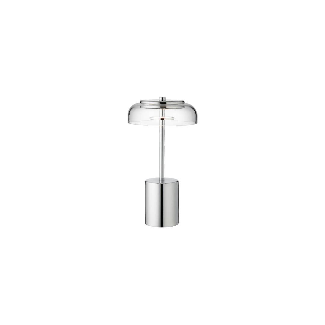 Blossi Table Mini, portable, chrome / clear