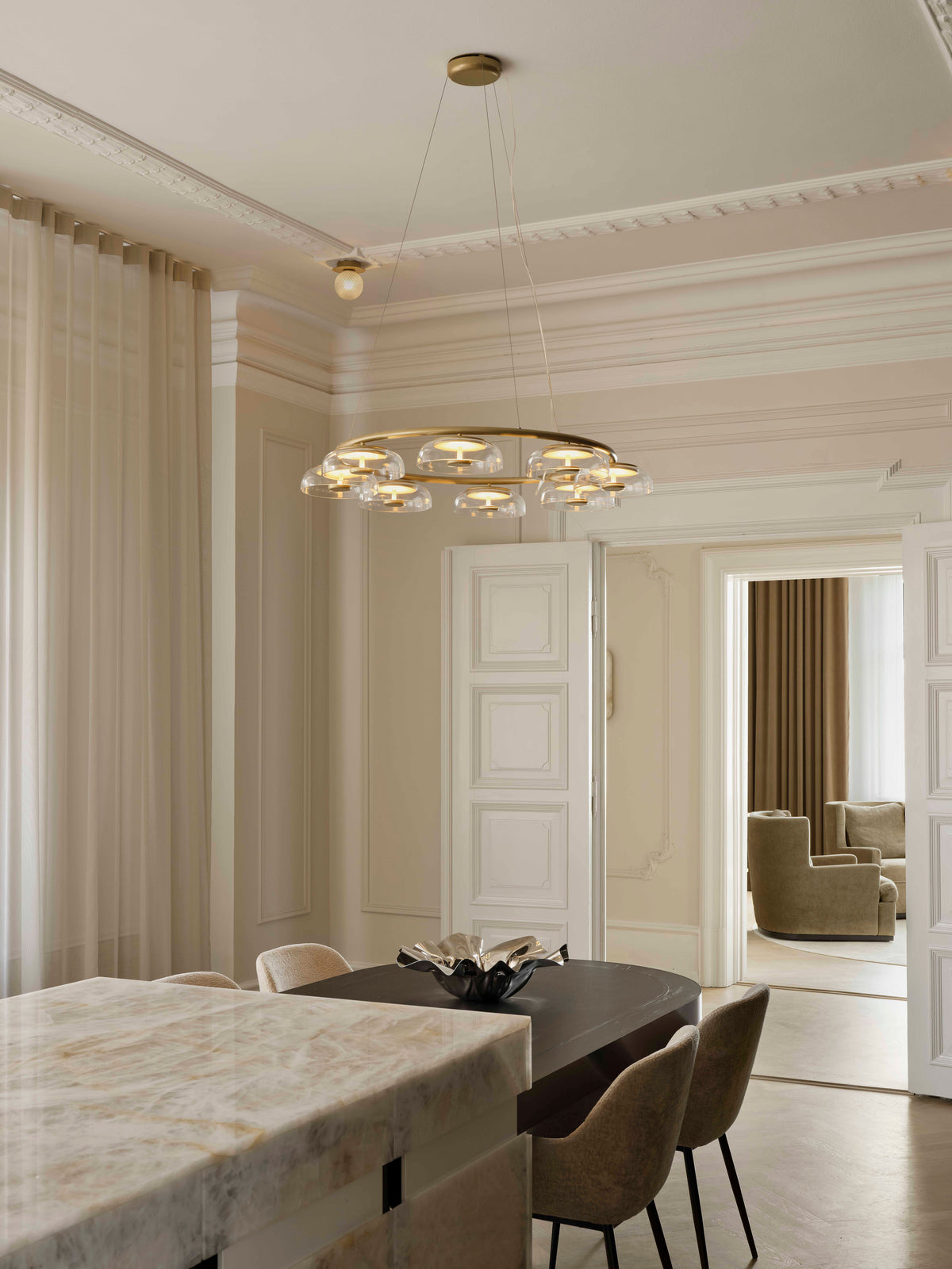 Blossi 8 Lysekrone, nordic gold / clear